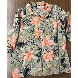 Covington Women’s XL Floral Hawaiian Button-Up Shirt and inner shell Polyester